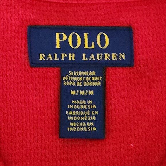 POLO RALPH LAUREN Red Thermal Knit Sleepwear Top Medium - Picture 10 of 11